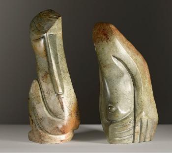 Proud Woman I, Proud Woman II - Ensemble De Deux Sculptures by 
																	Richard Mteki
