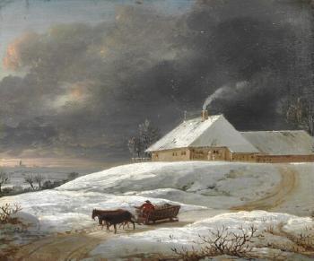 Landscape with Eigaard farm in Ordrup; Departing heavy storm by 
																	Jens Juel