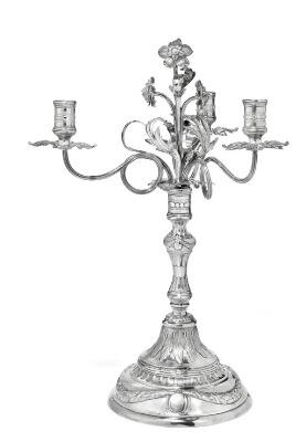 Louis XVI three-light candelabrum by 
																	Zacharias Jonsen