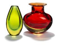 Two Somerso vases by 
																			Flavio Poli