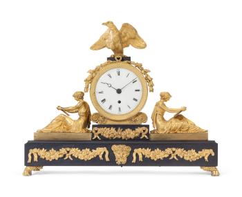 A Regency Ormolu And Black-slate Mantel Clock by 
																	 Baetens & Co
