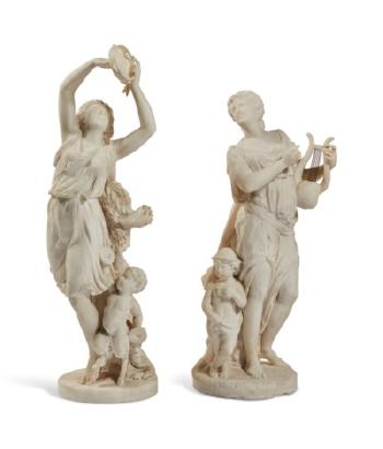 Paire De Figures En Marbre Representant La Musique by 
																	Antonio Giovanni Lanziroti