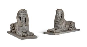Paire De Modeles En Marbre Representant Deux Sphinxs by 
																	 Vanini