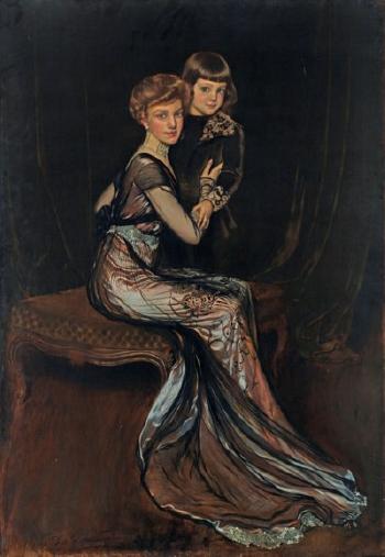 Portrait De Leonor Uriburu De Anchorena (1884-1975) Avec Son Fils Emilio by 
																	Antonio de la Gandara