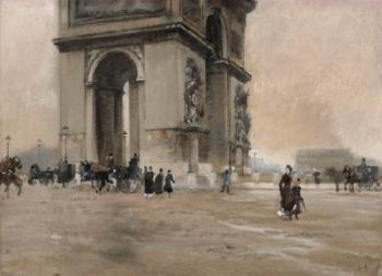 L' Arco Di Trionfo a Parigi by 
																	Giuseppe de Nittis