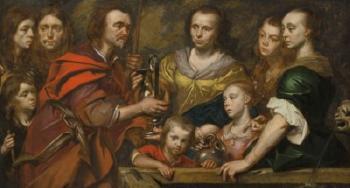 Portrait Historié Of a Family: The Ideal Marriage Of Isaac And Rebecca by 
																	Michaelina Woutiers