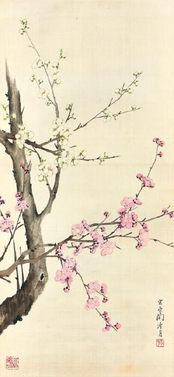 White and Red Plum Blossoms by 
																	 Tao Lengyue