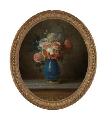 Bouquet of Flowers in a Blue Vase With Gilt-bronze Mounts on a Louis Xvi Console Table by 
																	Anne Vallayer-Coster