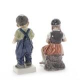 Two porcelain figurines decorated in colours by 
																			Jens Peter Dahl-Jensen