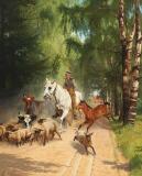 A farmer bringing the cattle in the field by 
																			Adolf Mackeprang