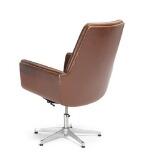 A highback swivel chair with chromed steel base, upholstered in sides, seat and back with brown leather. Model 210 by 
																			 Cado Co