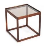 Cubic shaped side table with Brazilian rosewood frame by 
																			 K P Mobler