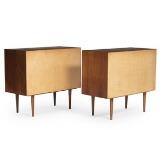 A pair of rosewood sideboards with sliding doors, inside with trays and shelves. Model 41 by 
																			 Feldballe Møbelfabrik