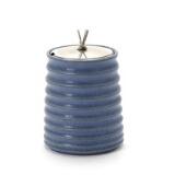 Stoneware marmelade jar modelled in a conical shape with horizontal fluted pattern by 
																			 Hans Hansen Silver