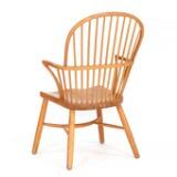 Windsor armchair of beech, seat of elm by 
																			Palle Suenson