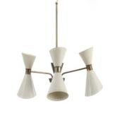 Three armed ceiling lamp of brass by 
																			Svend Aage Holm Sorensen