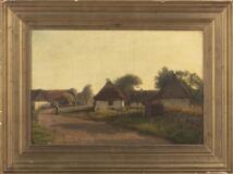 A woman strolling between farms by 
																			Johannes Wilhelm Zillen