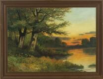 Sunset over a forest lake by 
																			Carl Milton-Jensen