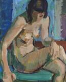 A seated naked woman by 
																			Robert Leepin