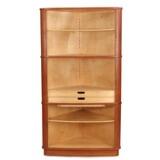 Corner cabinet of teak with three roll-fronts. Inside with adjustable shelves and trays by 
																			 P Jeppesen