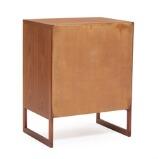 A teak chest of drawers five drawers in front with brass handles Model BM 59 by 
																			 P Lauritsen & Sons