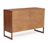 A teak sideboard mounted on runner legs front with two foldable doors and brass fittings Model BM 57 by 
																			 P Lauritsen & Sons