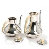 A Danish 20th century sterling silver coffe and teapot with ivory handles and finials by 
																			 A F Rasmussen
