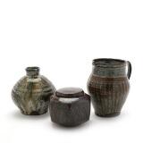Vase pitcher and edged ceramics lid jar by 
																			Gutte Eriksen