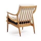 Oak and teak easy chair loose cushions in seat and back with light wool Model FD 144 by 
																			Peter Nielsen