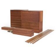 System Royal. Wall mounted teak shelving system by 
																			Poul Cadovius