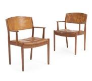 A Pair Of Patinated Oak Armchairsr by 
																			 FDB Mobler