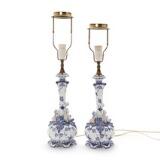 Blue Fluted Full Lace a pair of porcelain lamps decorated in blue by 
																			Arnold Krog