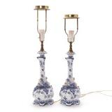 Blue Fluted Full Lace a pair of porcelain lamps decorated in blue by 
																			Arnold Krog