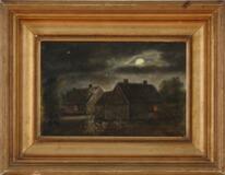 Aftenstemning. View of a farm, evening by 
																			David Monies