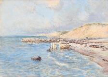 A coastal scene by 
																			Hans Dall
