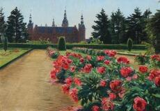Blooming peonies in the garden of Frederiksborg Castle by 
																			Christian Zacho