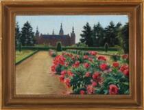 Blooming peonies in the garden of Frederiksborg Castle by 
																			Christian Zacho