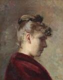 Portrait of a woman in profile by 
																			Caroline Emilie Mundt