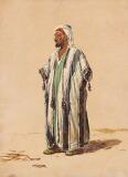 En araber i kostume. An Arab in traditional clothes. His arms are hidden in the inner pockets of the tunic by 
																			Martinus Rorbye