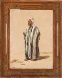 En araber i kostume. An Arab in traditional clothes. His arms are hidden in the inner pockets of the tunic by 
																			Martinus Rorbye