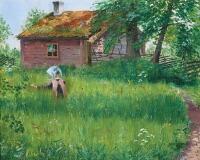 Girl (Ellen Sager) in the Summer Green Field by 
																			Olof Sager-Nelson