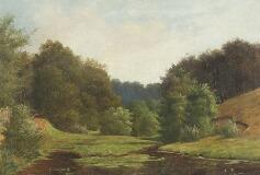 Summerlandscape with creek by 
																			Carl Frederic Aagaard