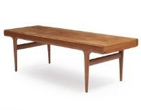 Coffee table of teak rail with drawer and pull out leaf by 
																			 CFC Silkeborg (Co.)