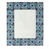 Rectangular wall mirror with frame of copper plates decorated with enamel in shades of blue white and golden by 
																			Bodil Eje