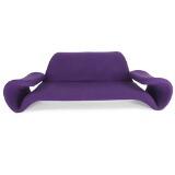 Sculptural sofa upholstered with purple wool by 
																			Husk Lige Tandborsten