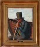 A Fisherman From Skagen At His Boat by 
																			Michael Ancher