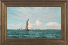 Seascape With Sailing Ships Off the Coast by 
																			Andreas Christian Riis Carstensen