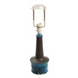 A Stoneware Table Lamp With Blueish Glaze by 
																			Nils Kahler