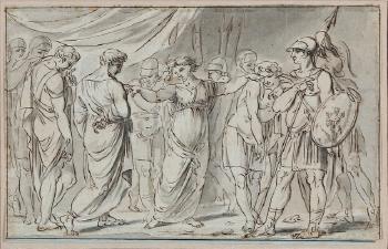 Study For Marcus Antonius, Augustus, Julia, Sextus Pompejus and Soldiers by 
																	Nicolai Abraham Abildgaard