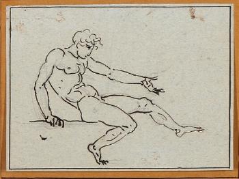 A Seated Male Nude by 
																	Nicolai Abraham Abildgaard